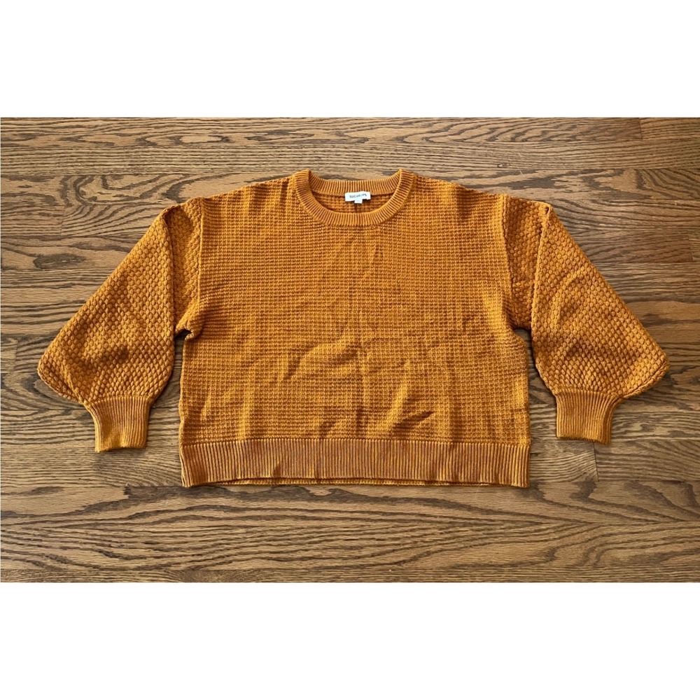 Sugarlips Waffle Knit Balloon Sleeve Sweater Mustard Yellow TP8860 MP